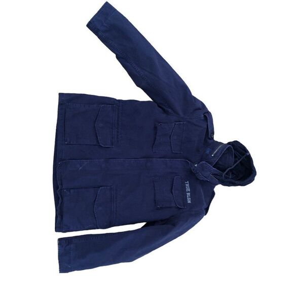 RARE True Religion Jacket Parka Military Jacket Blue Large - Picture 7 of 11